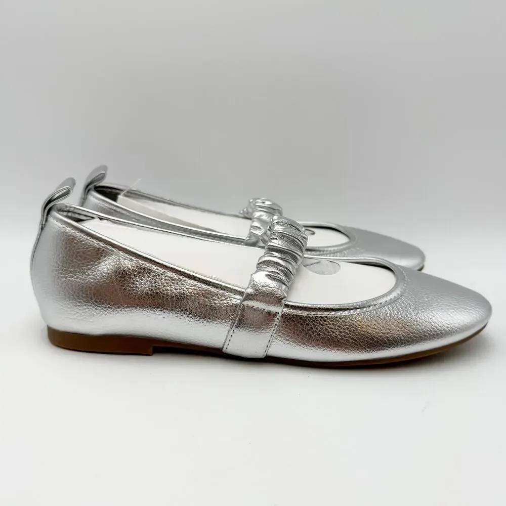 MIA Womens Uliana Ballet Flats Size 8 M EU 38.5 Silver Leather NWOB